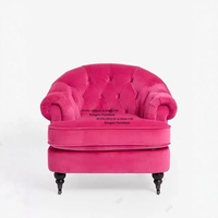 Fauteuil individuel en velours rouge rose de style européen pour salon et balcon, meubles design