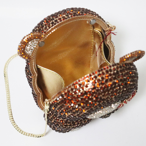 Bolso <span class=keywords><strong>de</strong></span> mano Lady Diamond con patrón <span class=keywords><strong>de</strong></span> diamantes brillantes y diseño <span class=keywords><strong>de</strong></span> oso, con cadena desmontable y cierre magnético, ideal para cócteles, bailes <span class=keywords><strong>de</strong></span> graduación y discotecas. - Product Image 5