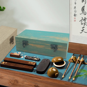 Boîte de rangement en bois massif de style chinois, rectangulaire, 8,5 cm de hauteur, boucle en métal, finition mate, boîte à bijoux, taille personnalisable - Product Image 1