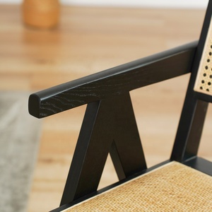 Sillas de comedor modernas para exteriores, reposabrazos de respaldo de ratán auténtico de madera maciza, superventas para hogares, cafeterías, fábrica, producción en masa - Product Image 5