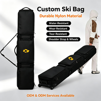 Sac de ski double à roulettes OEM/ODM en tissu Oxford imperméable, sac de sport roulant avec plusieurs poches, sac de rangement pour accessoires pour le ski d'hiver