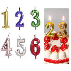 Bougies d'anniversaire de numéro de couleur métallique de nouvelle conception pour les fêtes - Product Image 1