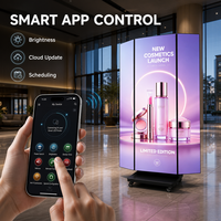 Afficheur LED pliable sans soudure pour affichage numérique intérieur haute définition, protégé par GOB, portable, avec roues silencieuses