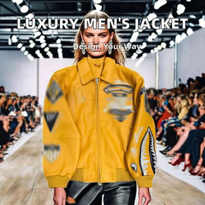 <span class=keywords><strong>Giacca</strong></span> di Lusso da <span class=keywords><strong>Uomo</strong></span> in <span class=keywords><strong>Pelle</strong></span> Bovina con Ricamo 3D e Colletto alla Coreana, Design Personalizzato <span class=keywords><strong>Oversize</strong></span> Stile Streetwear da Rave per l'Inverno - Product Image 3