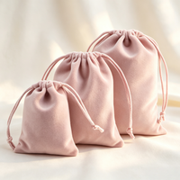 Sac à cordon en velours floqué écologique, tissu doux pour bijoux, maquillage, emballage de cadeaux de mariage