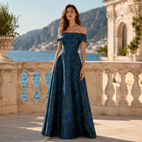 Robe de soirée asymétrique pour femme, coupe trapèze, longueur ras du sol, robe de cérémonie formelle, jacquard floral, robe pour invitée de mariage