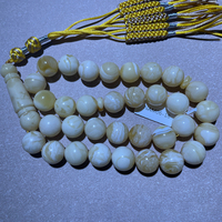 Perles d'ambre blanc véritable de Kaliningrad NAM06, perles d'ambre baltique en gros, perles de prière musulmanes naturelles Tasbih Tasbeeh islamiques