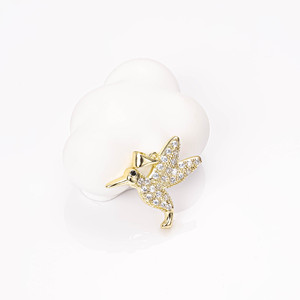Joyería al por mayor colgante de Colibri 14K chapado en oro de moda mujeres blanco zirconia pájaro piedra preciosa colibrí encanto colgante - Product Image 2