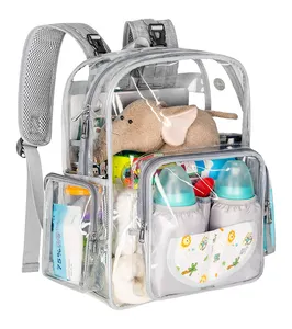 尿布袋背包聚氯乙烯透明婴儿袋重型透明女童男童背包，多功能大旅行背包伴侣