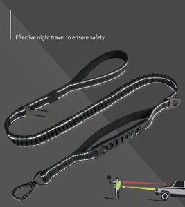 Correa reflectante para pasear perros, correa elástica para entrenamiento de mascotas con absorción de impactos, 2 asas acolchadas para el tráfico, correa retráctil para perros - Product Image 3