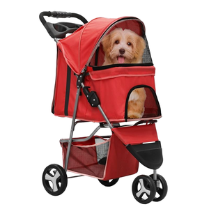 Vendita calda passeggino pieghevole per animali domestici comodo carrello a 3 ruote per cani e gatti con portabicchieri dotato di capacità 15kg - Product Image 1