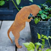 Pot de fleurs en fer en forme d'animal avec finition rustique, motif chien, design américain moderne, rural, européen