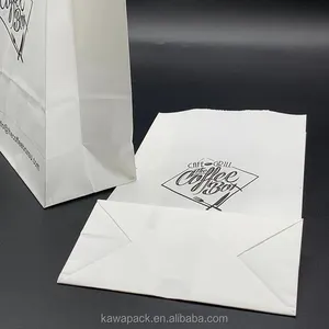 Degradable Custom Takeaway Food Packaging Flat Square Bottom Oil Proof Brown Cutlery Kraft Paper Bag