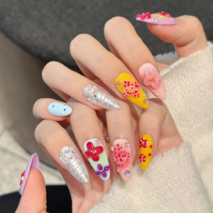<span class=keywords><strong>Ongles</strong></span> artificiels <span class=keywords><strong>de</strong></span> luxe faits à la main, à pression, motif 3D fleur insulaire et coquillage, personnalisables, réutilisables, pour usage <span class=keywords><strong>en</strong></span> salon, vente <span class=keywords><strong>en</strong></span> gros - Product Image 6