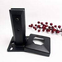 Pegangan Tangga Balkon Kaca dengan Alas Lubang Berlubang 12mm, Bahan Baja Tahan Karat 304, Lapisan Serbuk Hitam, Model Tapered Post Textured Grip Liner