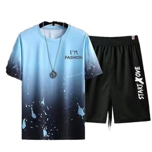 Plus Size <b>Men's</b> Summer Sports Casual <b>Shorts</b> Set Breathable <b>Short</b> Sleeve T-Shirt Two-Piece <b>Men's</b> Clothing - Product Image 2