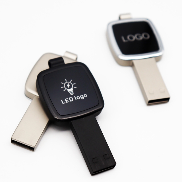 LED Logo USB Flash Drive 1GB 4GB 8GB 16GB 32GB 64GB Modern Style Car Pendrive USB Thumb Drive for Promotional Gifts