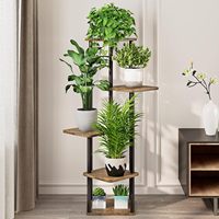 Support à plantes en métal à 5 niveaux pour une utilisation en intérieur/extérieur Étagère d'angle haute moderne pour plusieurs pots de fleurs