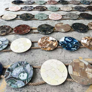 <span class=keywords><strong>Mesa</strong></span> redonda de piedra de cuarzo fluorita de cristal púrpura de resina epoxi pulida - Product Image 6