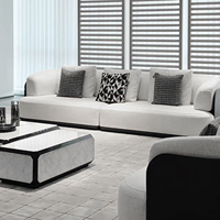 Sofá Modular de Cuero Recto Bicolor Minimalista Italiano para Sala de Estar de Villa