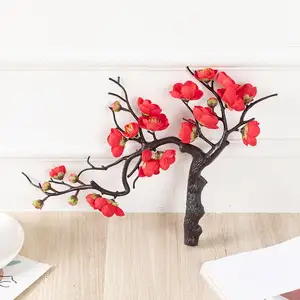 Artificial Bonsai Plum Blossom Branches Small Potted Flower Arrangement Accessories Restaurant Decoration Shooting Props