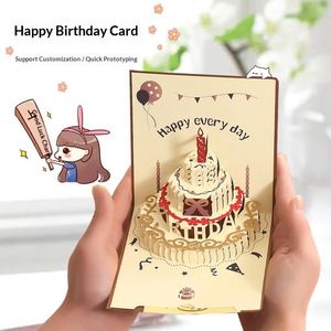 Carte de vœux d'anniversaire pour employé, faite main, style japonais, 3D stéréo, motif vent coloré, pour l'exportation - Product Image 1