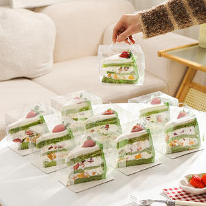 Caja de Embalaje para Rebanadas de Mousse, Caja Transparente para Transportar Pasteles Mille-Feuille de 6/8 Pulgadas - Product Image 1