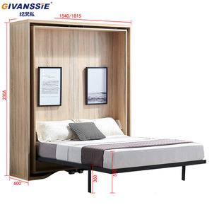 Cama Murphy Moderna Personalizada, Plegable, Ahorradora de Espacio, Oculta en la Pared, de Madera, Resistente al Fuego y al Agua, Panel de <span class=keywords><strong>Muebles</strong></span> para Dormitorio - Product Image 4