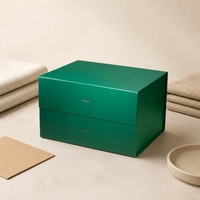 Boîte cadeau double couche vert foncé avec emballage rectangulaire pliable pour le rangement de tissus, chaussures montantes, vente au détail et fourniture personnalisée