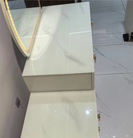 Coiffeuse moderne européenne en bois massif avec miroir et éclairage réglable, meuble de chambre avec rangement