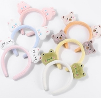 Dessin animé mignon animal en peluche bandeau femme ours lapin grenouille chat visage lavage bandeau fille cheveux accessoires