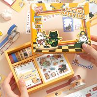 Simno mignon chaton modèles bricolage étiquettes décoratives papeterie journalisation Kawaii chat Washi ruban autocollant bloc-notes ensemble