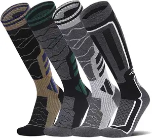 Kustom Merino wol kaus kaki Ski kompresi atas betis untuk Pria & Wanita musim dingin Snowboard kaus kaki termal