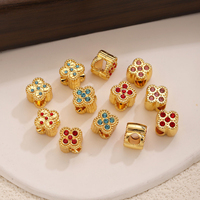 Perles entretoises en acier inoxydable 304 en forme de fleur à grand trou, incrustées de zircon cubique, perles en vrac pour la fabrication de bijoux DIY, vente en gros