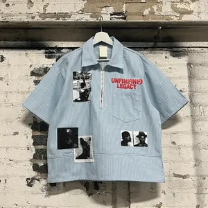 Özel etiket yüksek kalite düz Polo Zip Up gömlek erkek tişört ile özel oyalamak Logo Streetwear boy