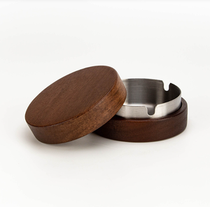 Cendrier de luxe en bois et métal avec couvercle, cadeau/souvenir minimaliste pour fumeurs, pour la maison, l'hôtel, <span class=keywords><strong>le</strong></span> restaurant - Product Image 3