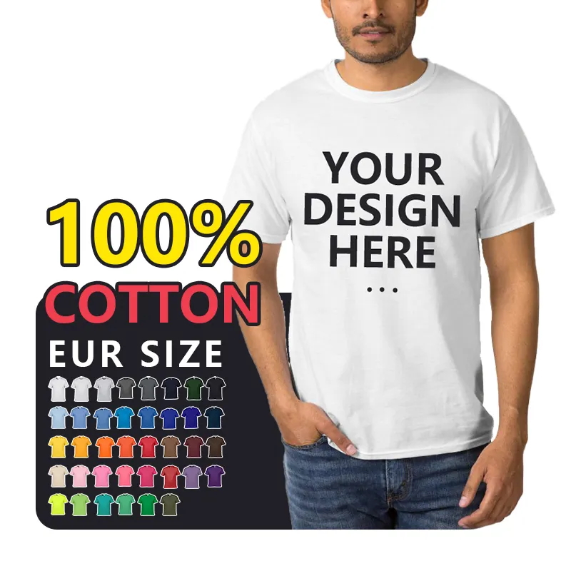 Kaus pria ukuran besar, Kaus katun ukuran besar Logo DTG kustom cetak 100%