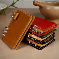 Carnet A6 en cuir véritable à anneaux, rechargeable, agenda de poche vintage, mini-journal à 6 trous pour cadeau