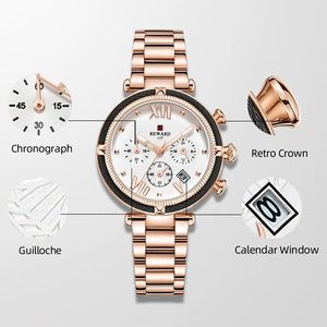 Reloj de Pulsera de Cuarzo de Acero de Lujo para Mujer, Modelo 63084L, Multifuncional, con Luz Nocturna, Resistente al Agua, con Calendario, Reloj para Mujer - Product Image 2