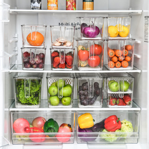 Refrigerator <b>Storage</b> Box Transparent PET With Lid And Handle <b>For</b> Fruit Vegetable <b>Storage</b> <b>Kitchen</b> Organizing Container - Product Image 2