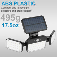 Projecteur solaire extérieur de sécurité 20W avec 3 têtes réglables, détecteur de mouvement PIR 270 degrés, étanche, pour jardin et mur