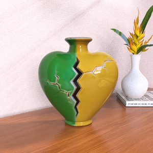 Botella de Vino Decorativa de Cerámica en Forma de Corazón Verde y <span class=keywords><strong>Amarillo</strong></span> con Diseño Craquelado, Calidad Premium Personalizable para Pedidos al por Mayor - Product Image 6