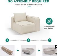 Canapé modulaire en velours côtelé sans armature, en forme de L, surdimensionné et moderne, avec chaise longue et assise profonde pour salon, fabriqué à Dongguan