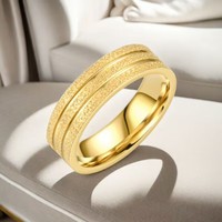 Bague de fiançailles et de mariage pour homme et femme en acier inoxydable plaqué or 18 carats, nouvelle mode 4MM 6MM