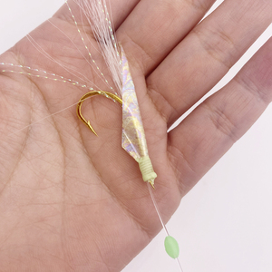 Caballa-anzuelos de piel de pescado Real, aparejo para mar luminoso, suave, camarón, anzuelo de pulpo, pesca de anguila - Product Image 3