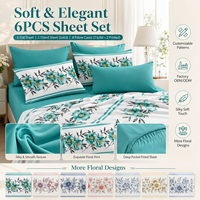 Parure de draps modernes en microfibre à motifs floraux, 6 pièces, pour lits King et Queen, pour la maison et la chambre, fournisseur en gros