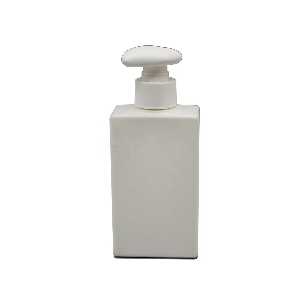 Botol Wadah Kosmetik, 250Ml Putih Buram Persegi Panjang Sampo Plastik dan Lotion Kemasan Botol dengan Pompa Plastik Bentuk Hati