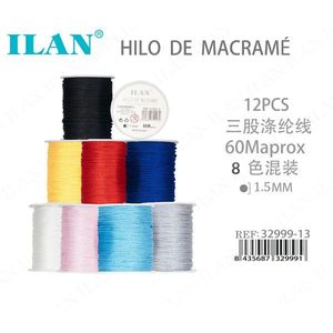 Hilo de macramé Ilan de 1.5 mm, 60 m, 8 colores surtidos, hilo de poliéster para manualidades - Product Image 3
