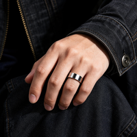 Hochreflektierender Edelstahl Flachband-Ring mit Abgeschrägter Kante Gold Roségold Schwarz Silber Blau Regenbogen Minimalistisch Unisex