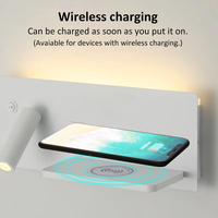 Lampe murale LED pour chambre d'hôtel avec port USB, 3W+7W, charge sans fil, lampe de lecture LED, spots, applique murale, éclairage intérieur